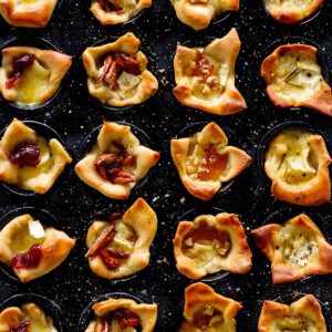 Multiple Baked Brie Bites on a tray