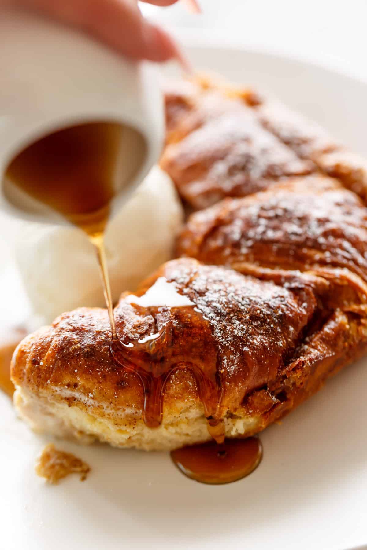 French Toasts made with croissants and served with maple syrup | cafedelites.com