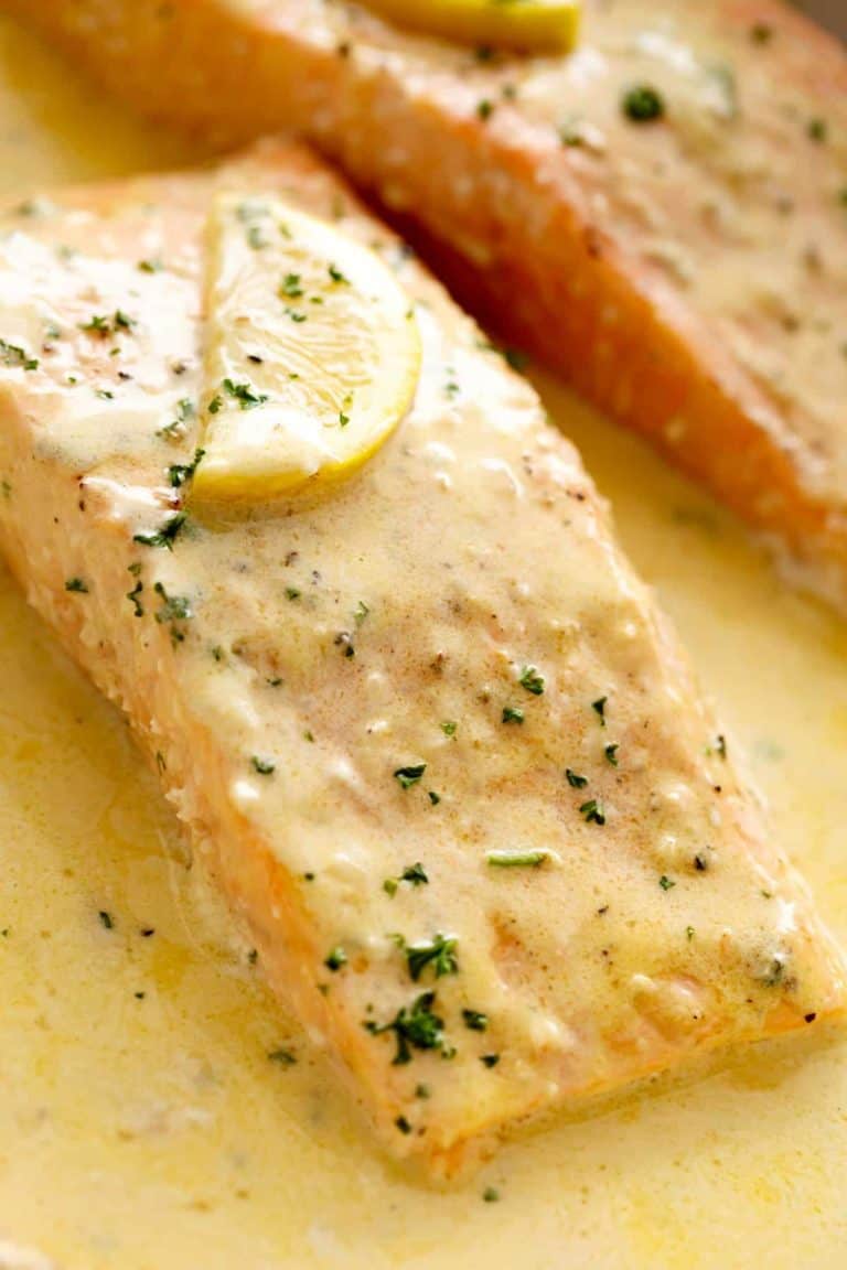 Easy Baked Salmon with Lemon Butter Cream Sauce - Cafe Delites