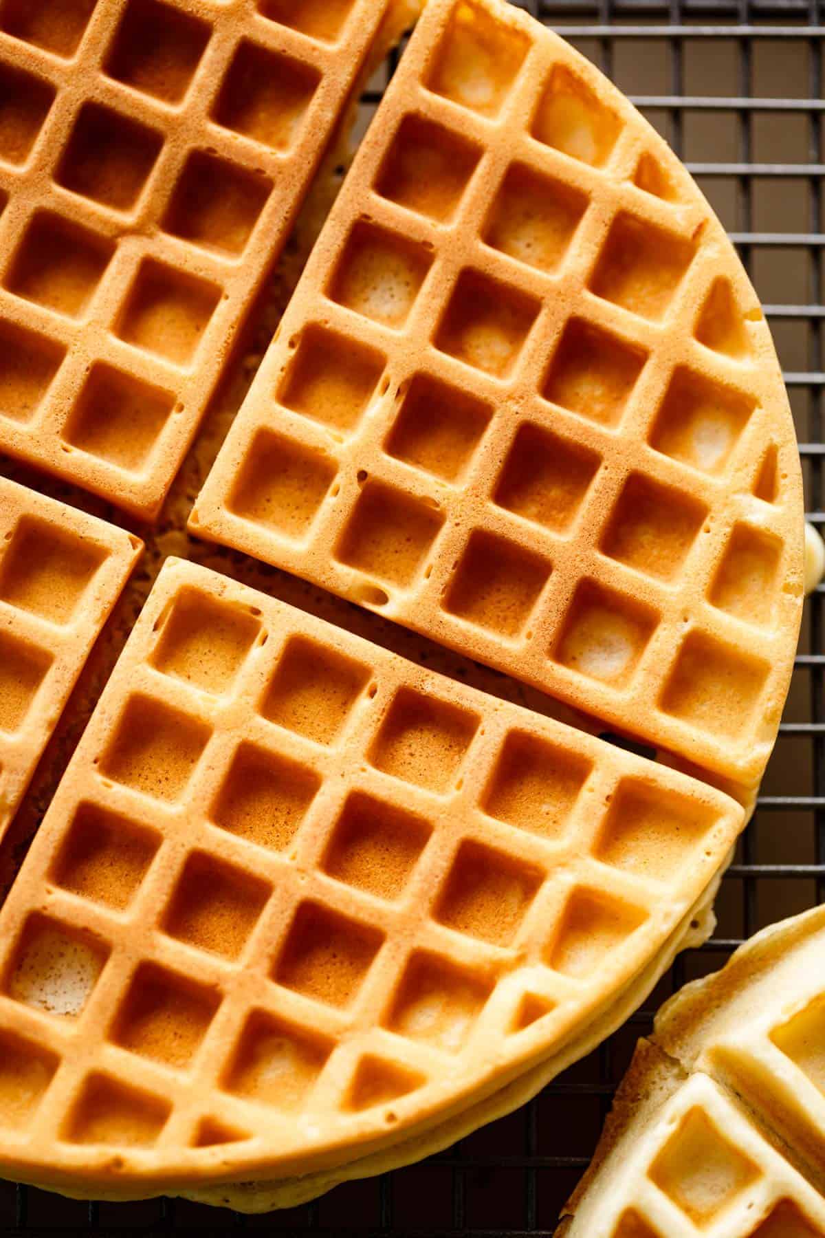 waffle crust on cooling rack.