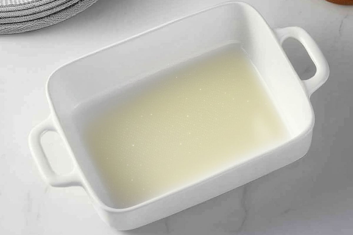 Baking dish sprayed with nonstick oil.