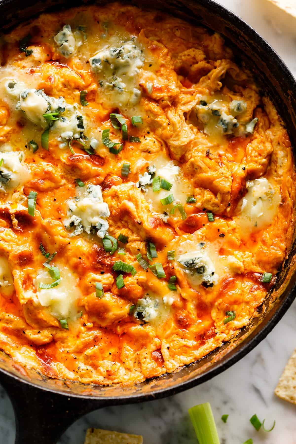 Buffalo Chicken Dip is a sinfully creamy and mouthwatering #appetizer infused with hot wing flavours! 