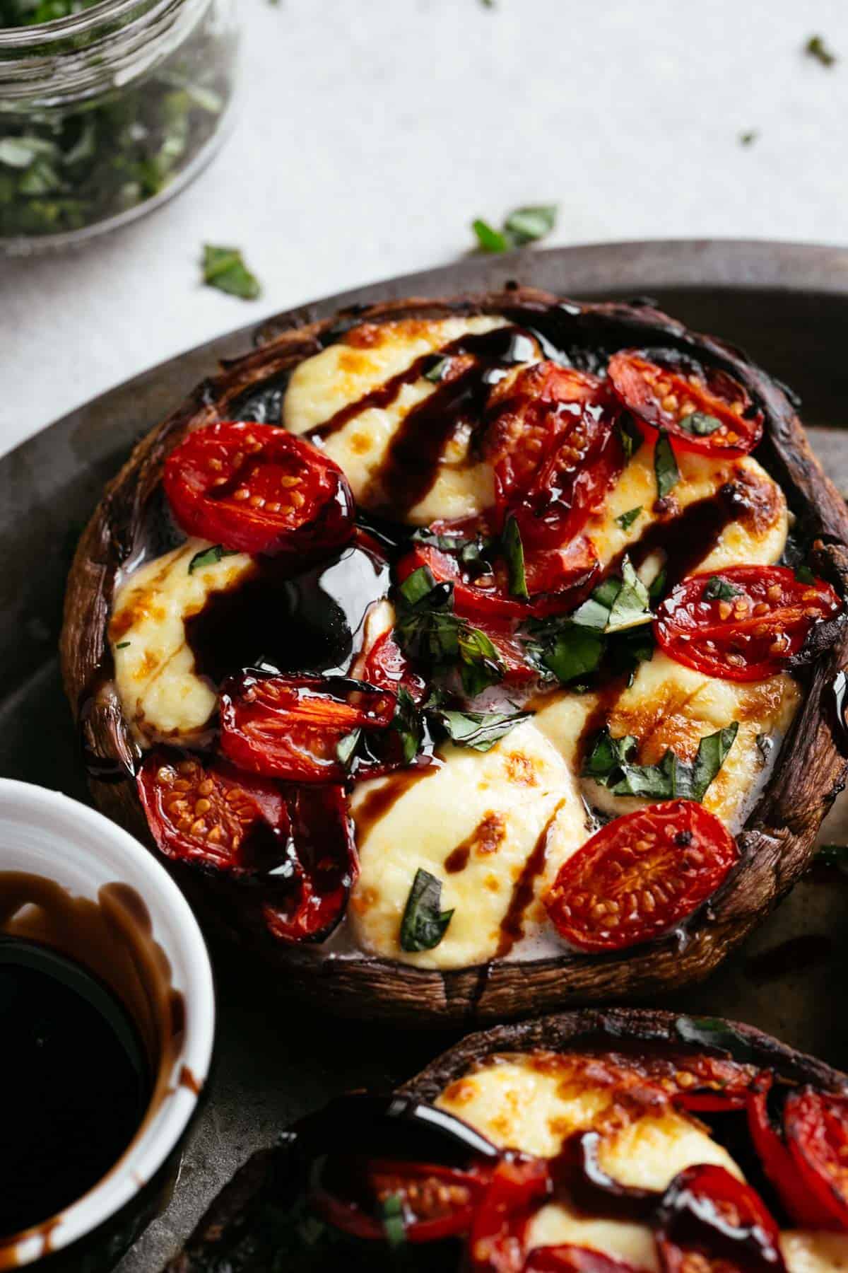 Caprese Stuffed Portobello Mushrooms oven baked roasted