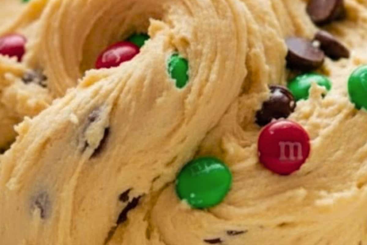 Gently fold in half of the chocolate chips and M&M’s.