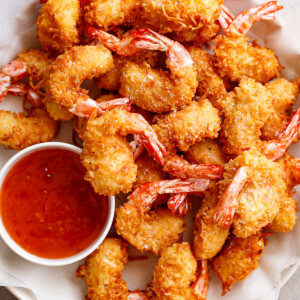 Coconut Shrimp with a bowl of sauce