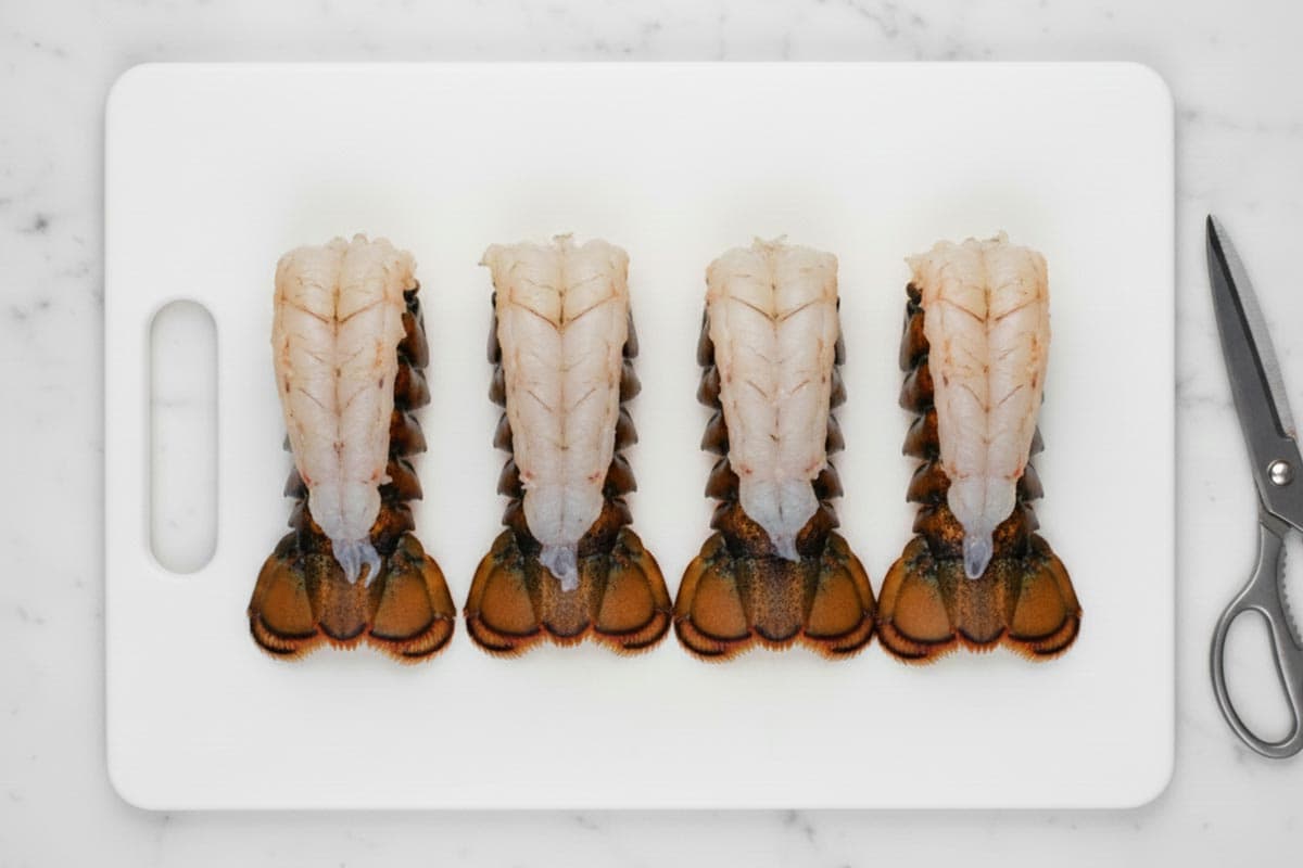 Cut and loosen the shells of the lobster using kitchen shear. - 4