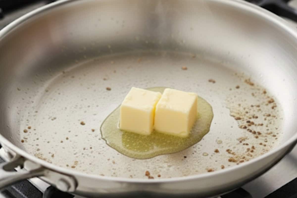 Reduce heat to medium and melt the butter in the same pan.