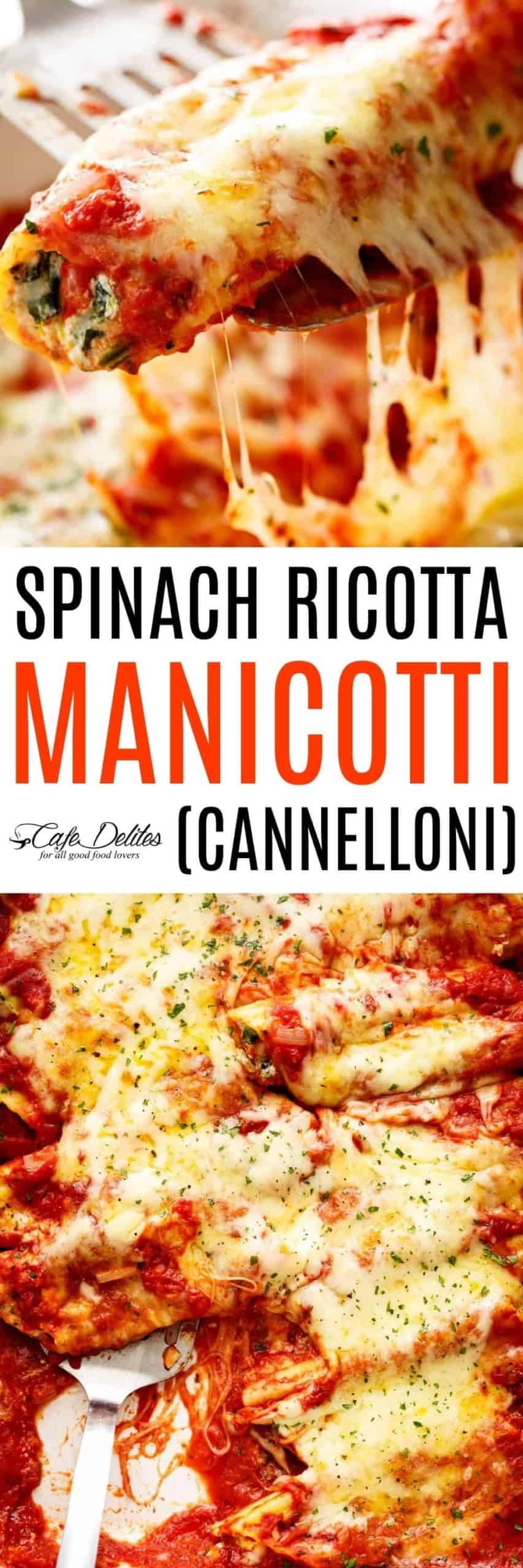 Spinach Cheese Manicotti | cafedelites.com