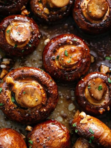 Top view image of Balsamic Roasted Mushrooms