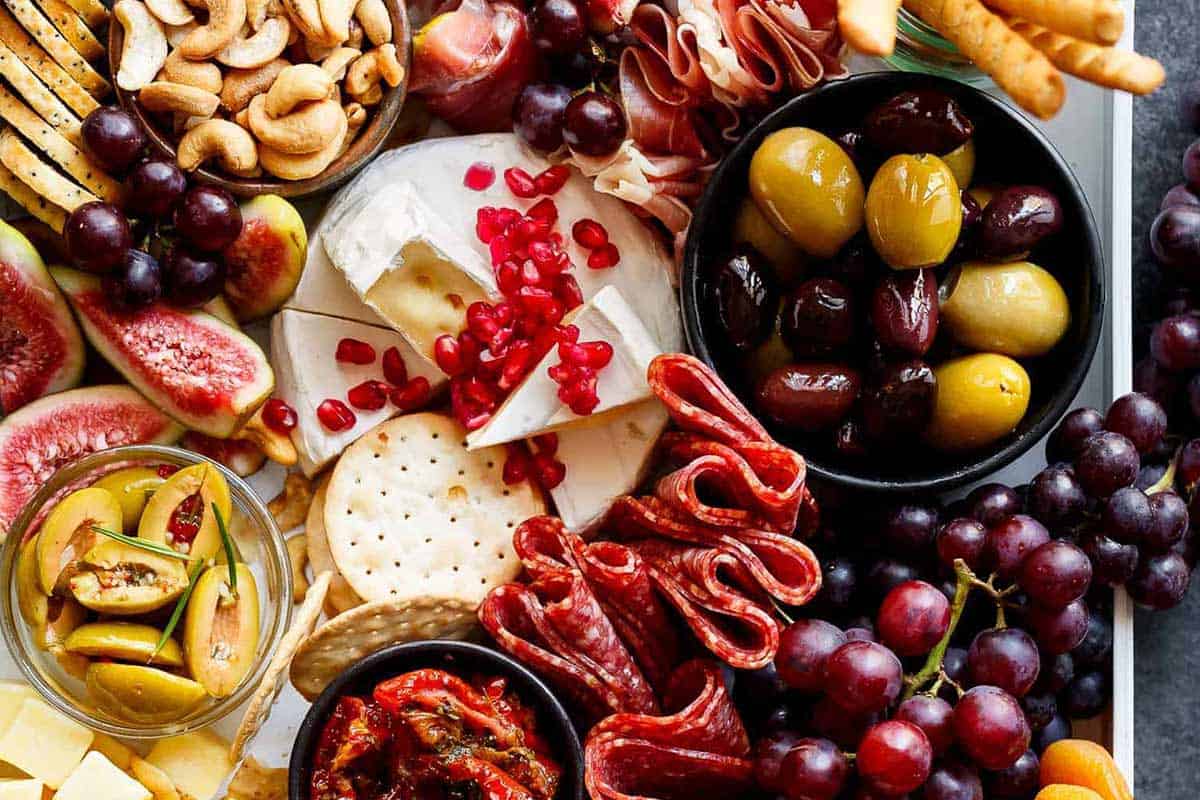 Close-up shot of Thanksgiving Charcuterie Board.