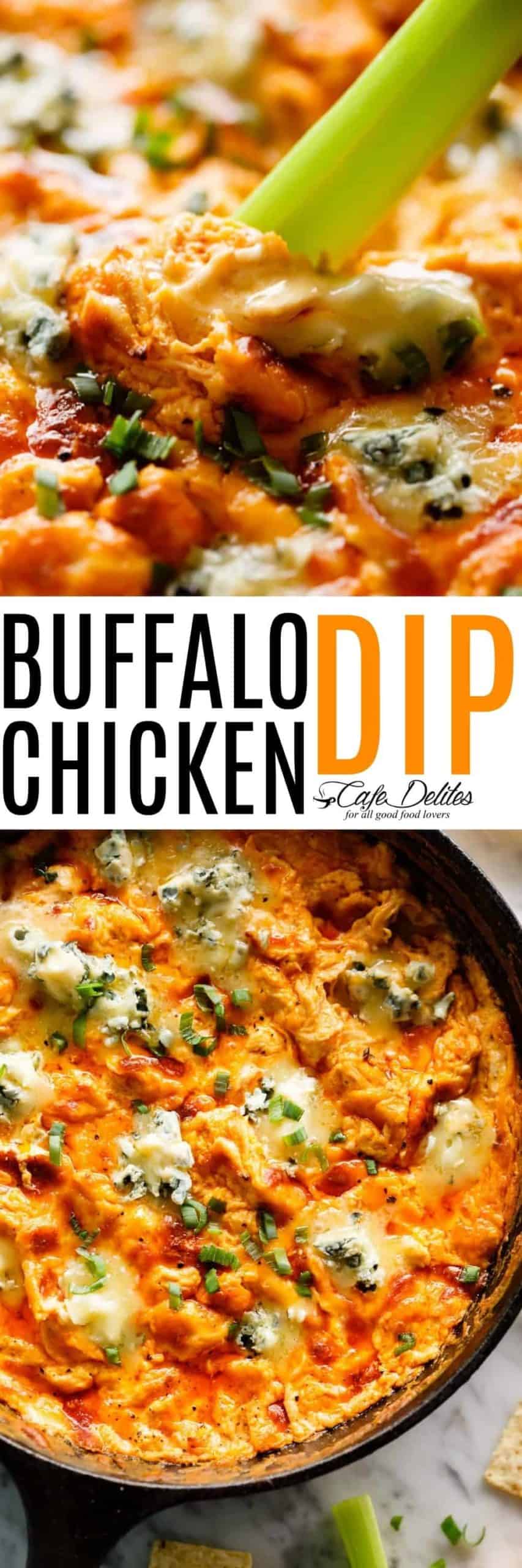 Buffalo Chicken Dip RECIPE | cafedelites.com