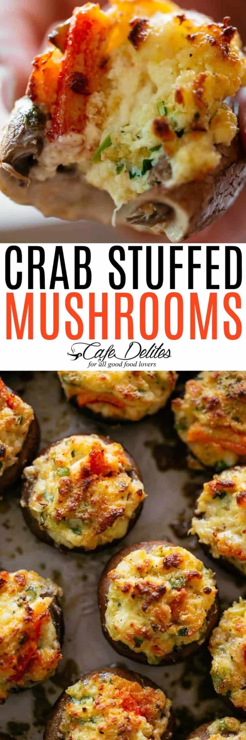 Crab Dip Stuffed Mushrooms | cafedelites.com