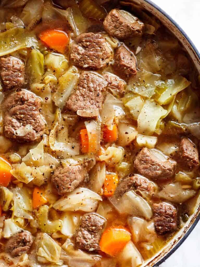 Beef Cabbage Soup in a bowl