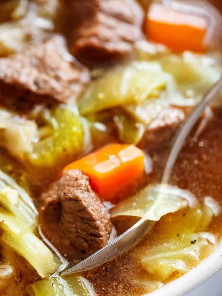 Beef Cabbage Soup is diet approved and so super filling you won\'t believe how good this is! 