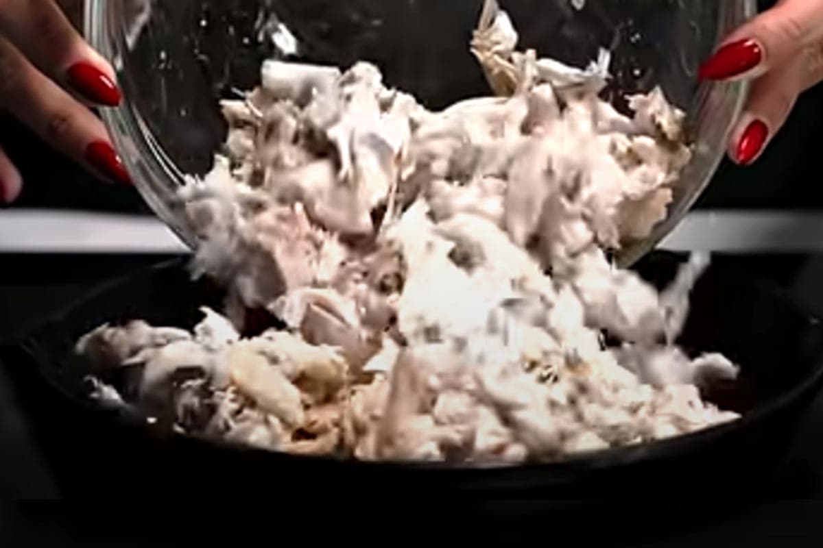 Stirred in the shredded chicken.