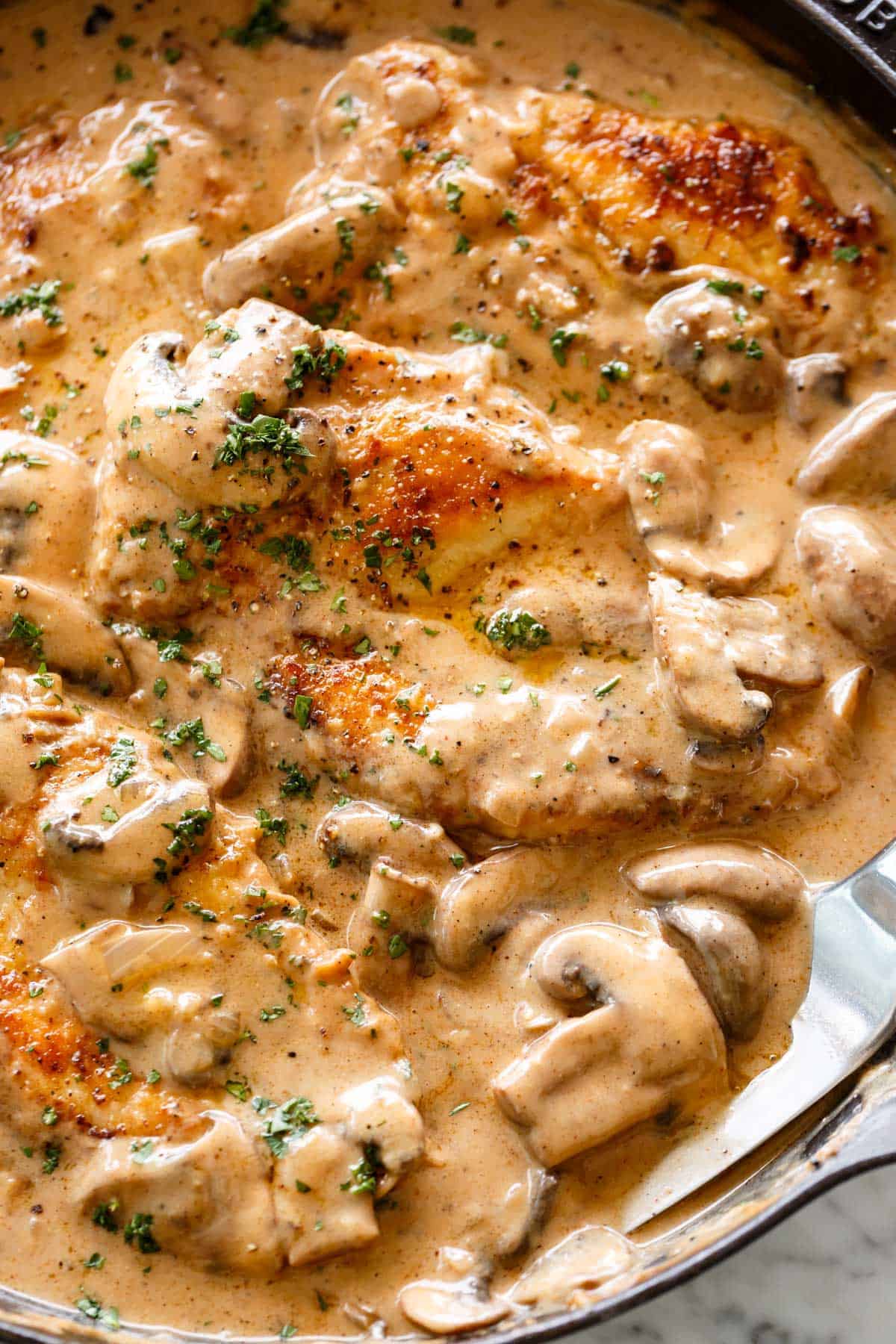 Huhn Stroganoff mit Hühnerbrust ist ein einfaches Abendessen Rezept | cafedelites.com