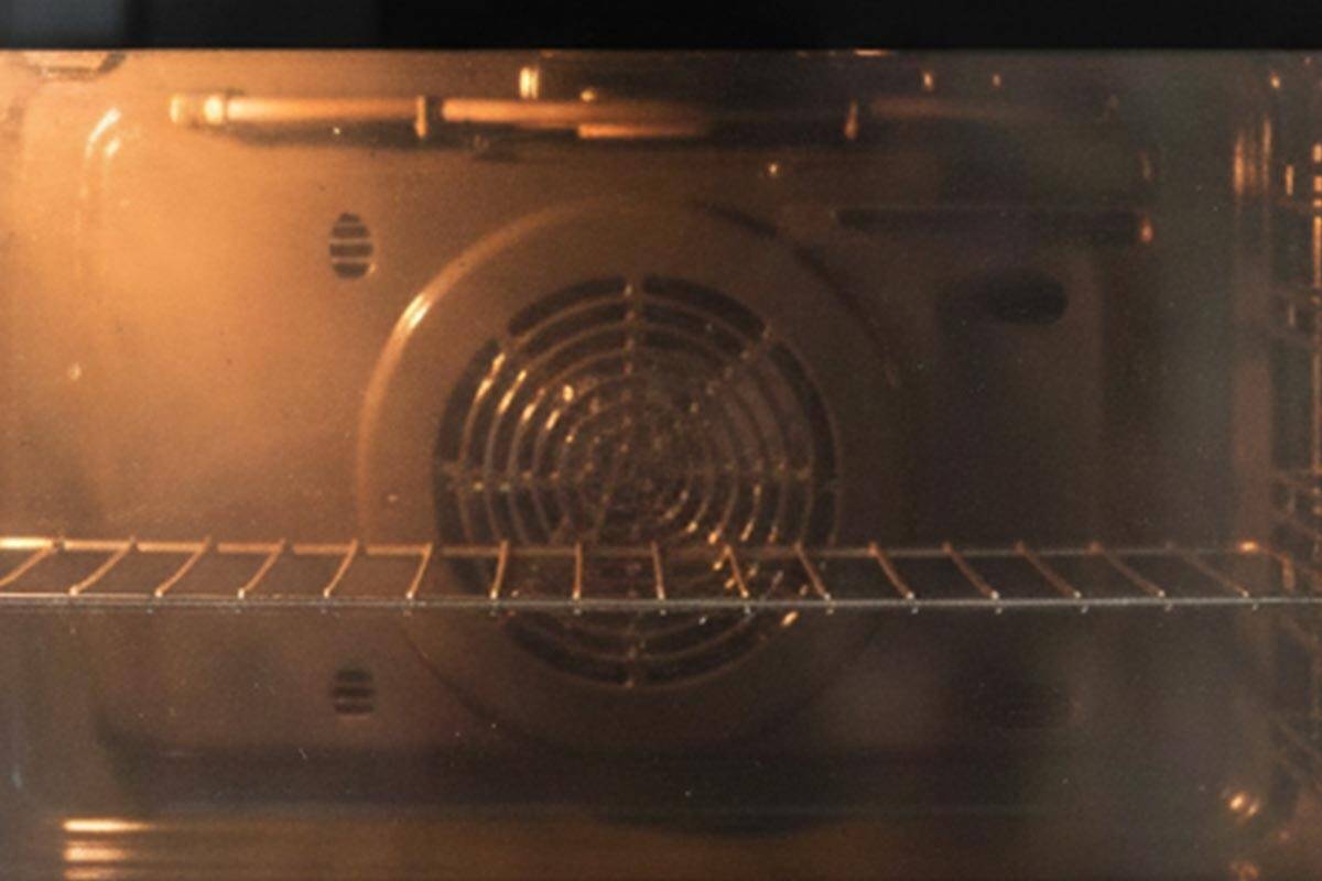 Preheating the oven.