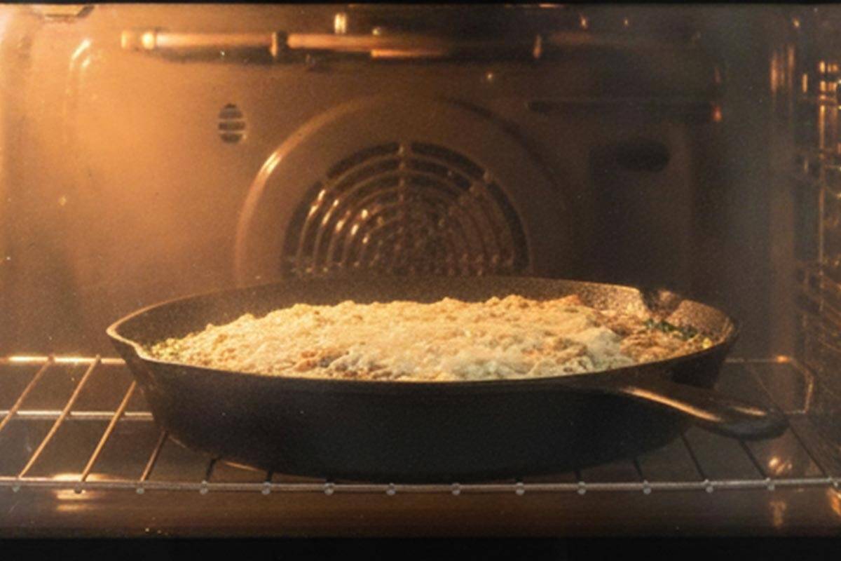 Placed the pan in the oven.