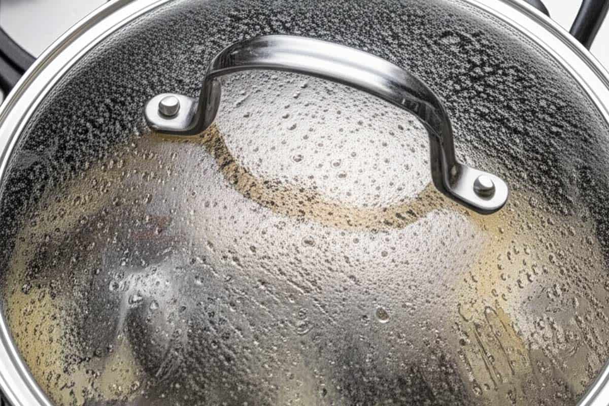 Pot covered with a lid.