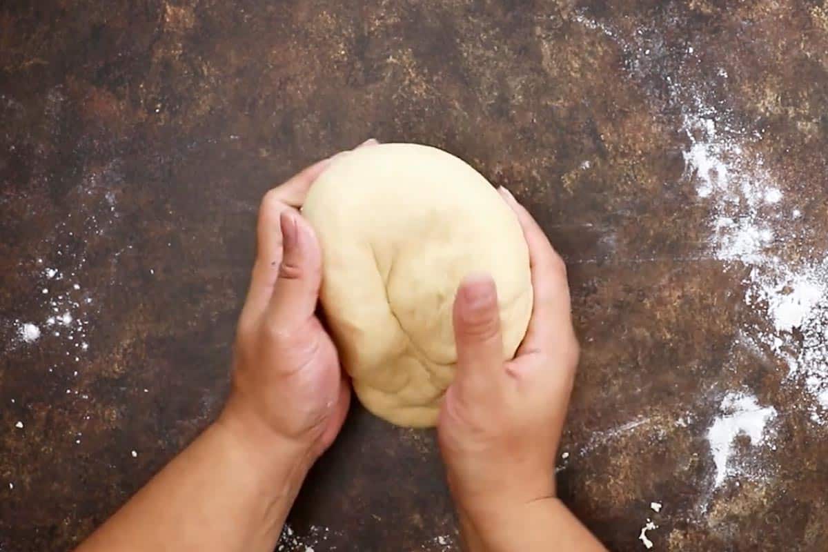 Kneading the dough.
