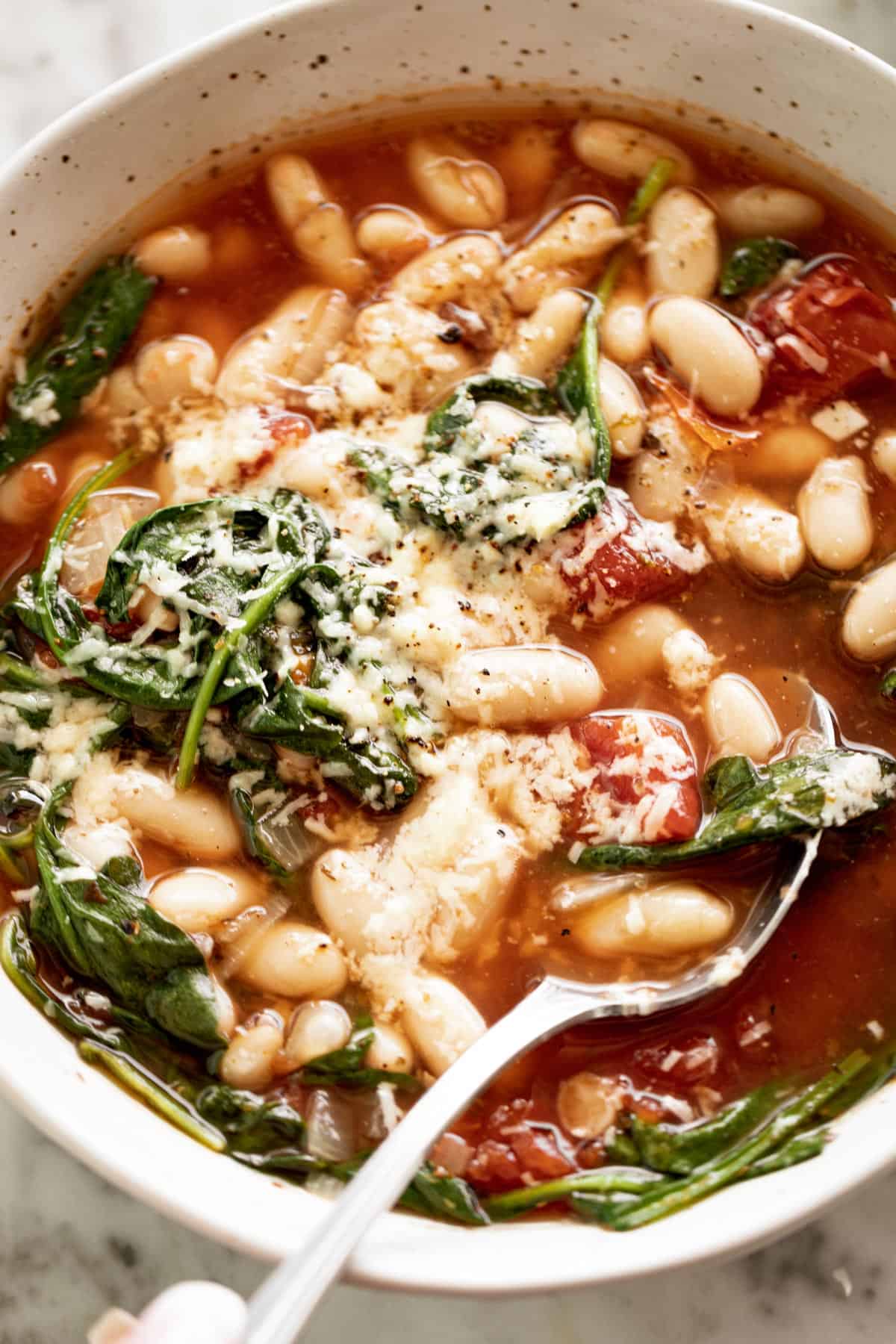 10-Minute White Bean Soup with Parmesan - Cafe Delites