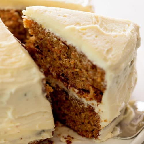 A slice of BEST Carrot Cake Recipe