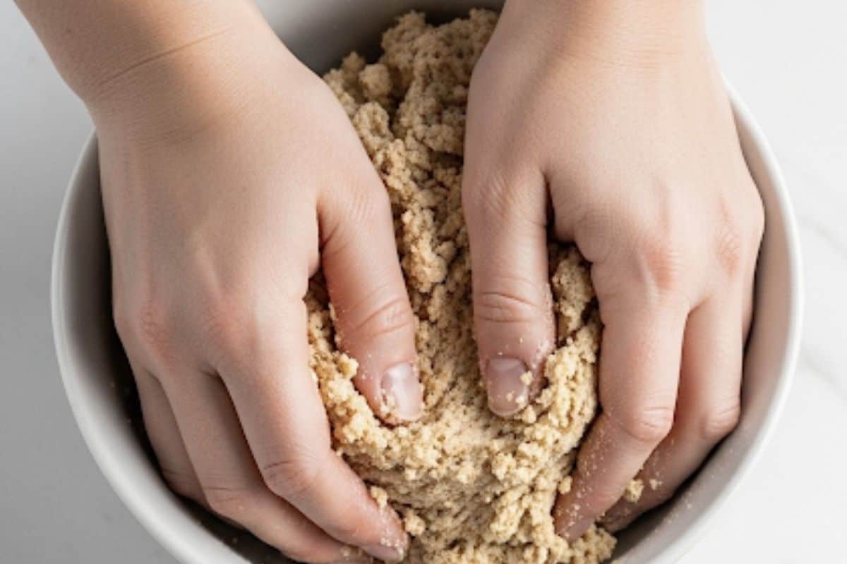 Use your hands to bring the dough together until combined.
