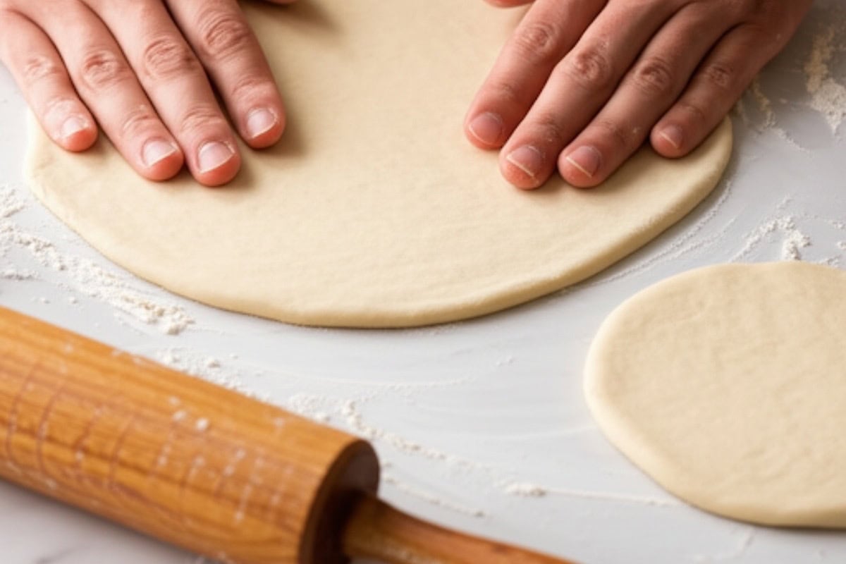 Flatten and roll each dough. 