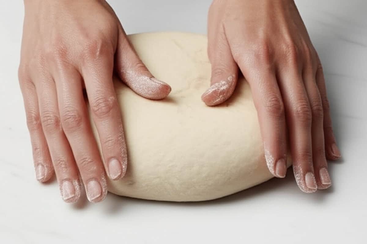 Knead the dough for 2-3 minutes until it's smooth.