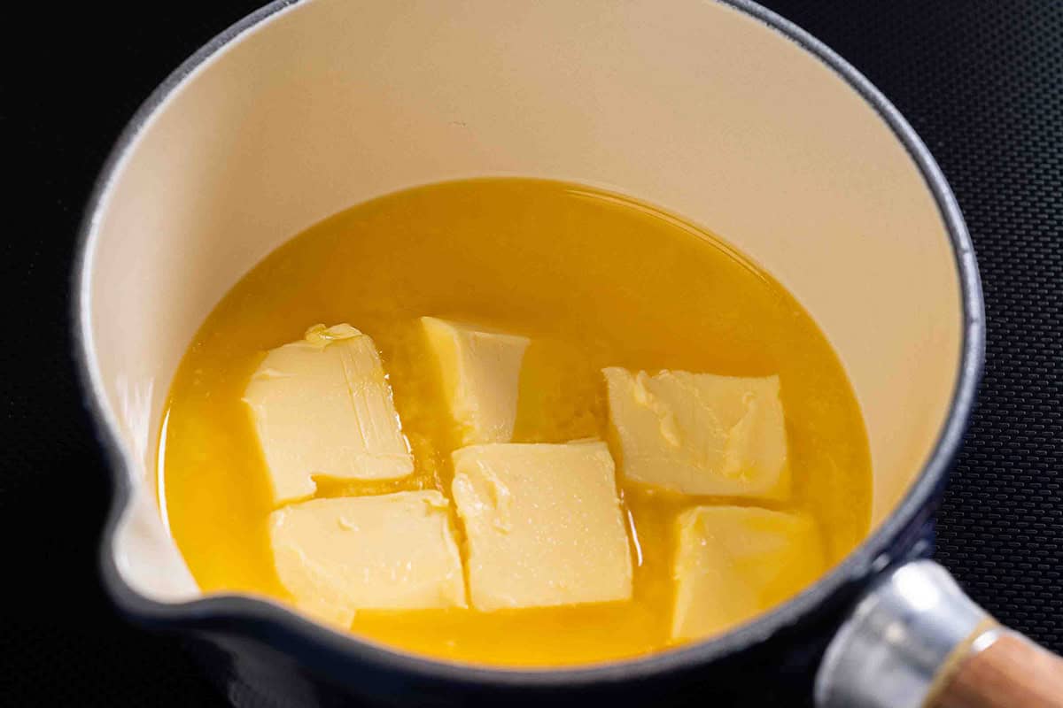 half melted butter in a pot