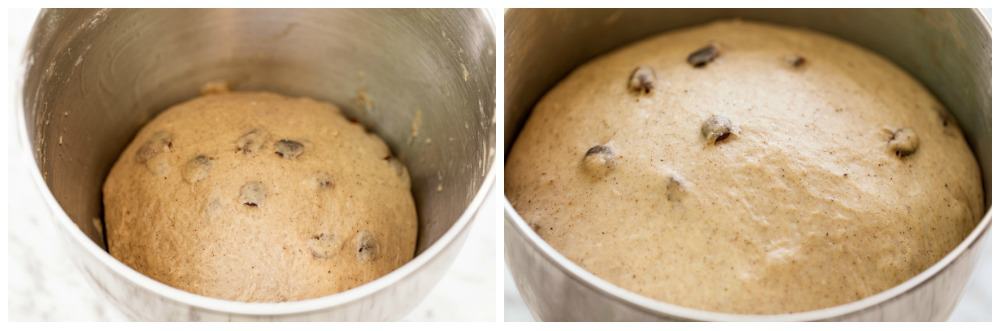 proofing hot cross buns dough Collage