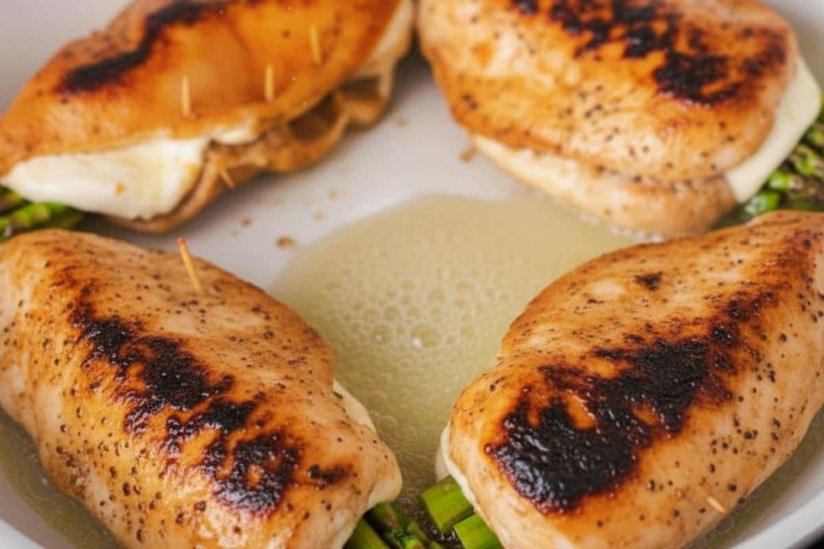 Searing the chicken.