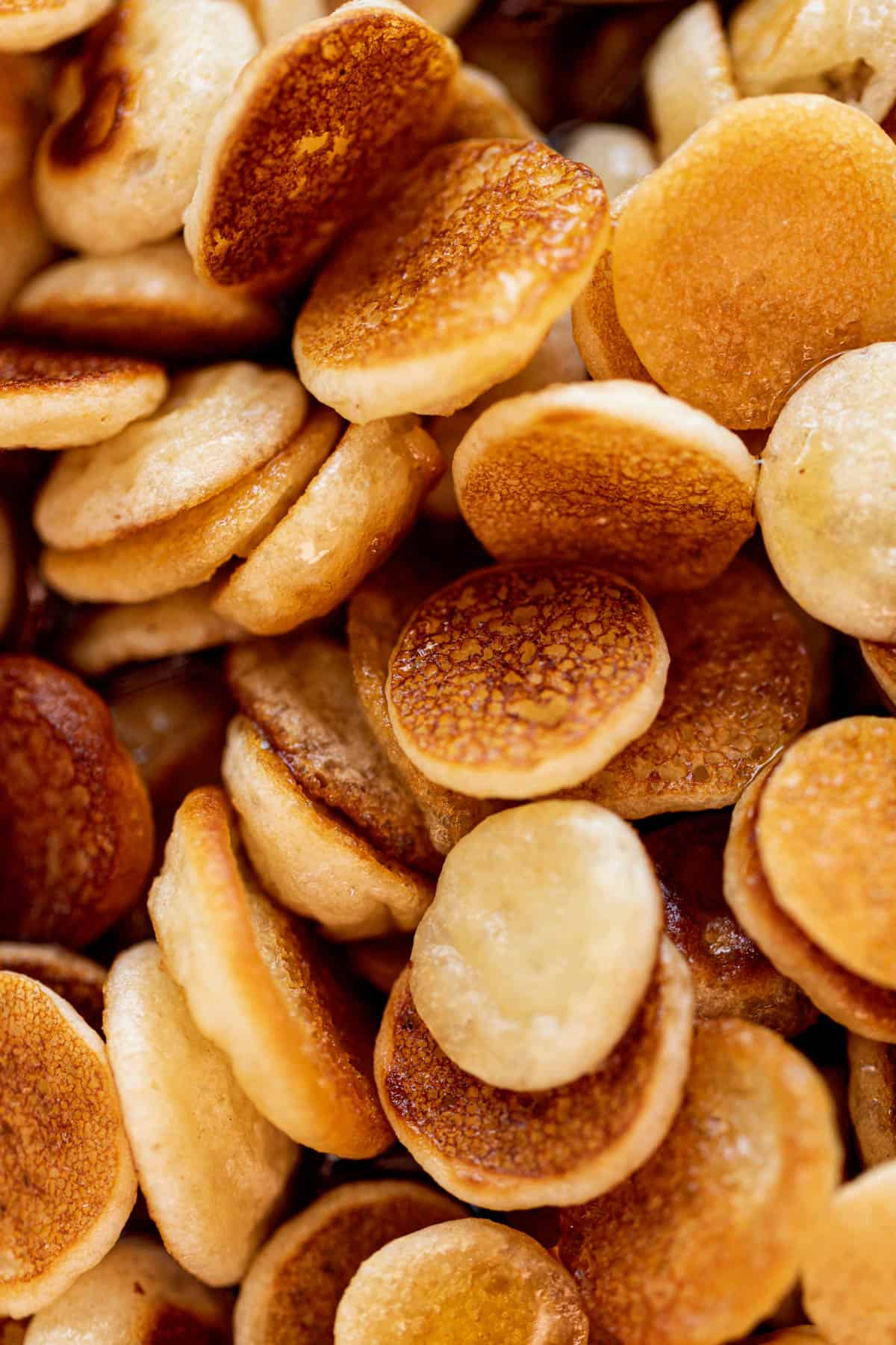 A close up image of mini pancakes