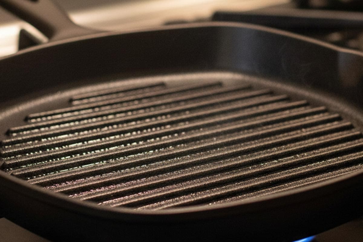 Preheating the grill.