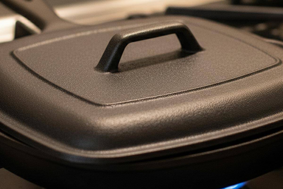 Covered the pan with the lid.