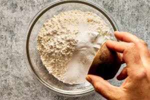 putting the dry ingredients in a bowl