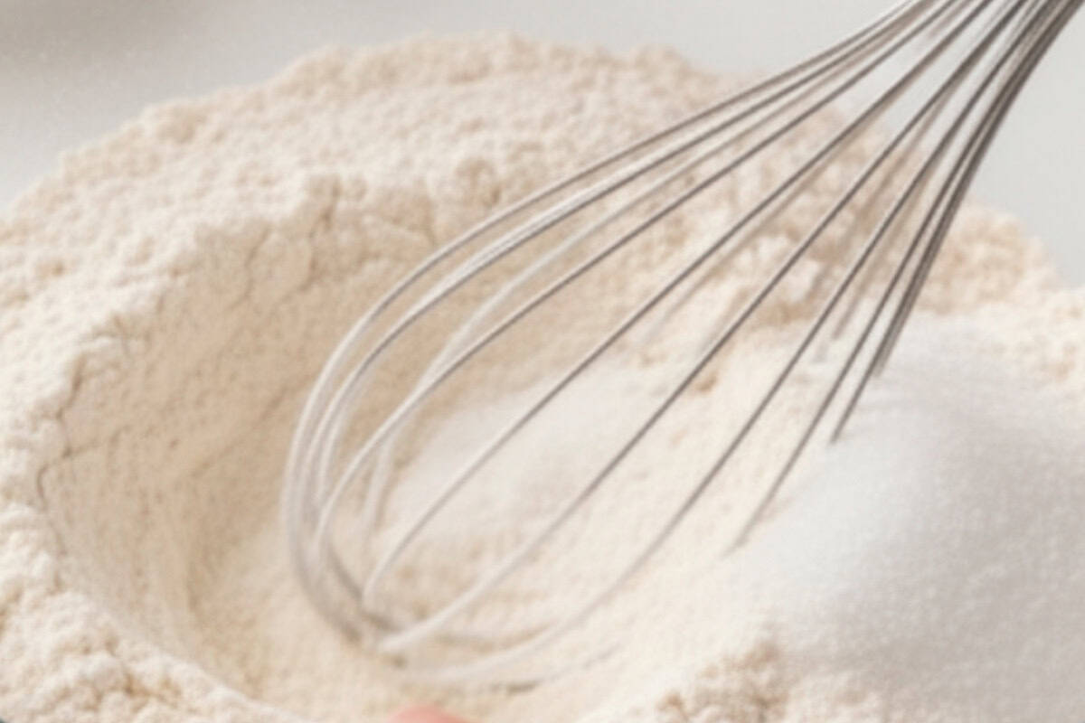 In a large bowl, whisk together the flour, sugar, and salt until everything.