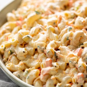DELICIOUS! Macaroni Salad is quick to throw together. A versatile, fool-proof pasta salad recipe with a full-flavored creamy dressing.