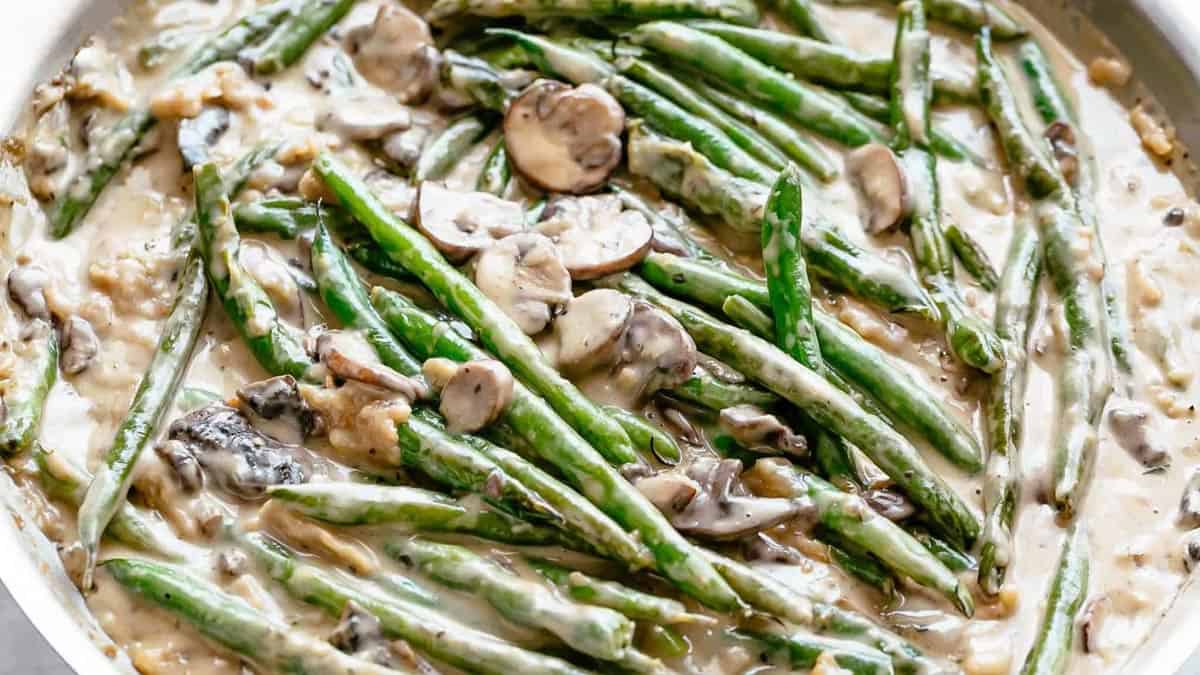 Cooking green bean casserole for Thanksgiving