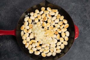 Gnocchi in a pan with onion