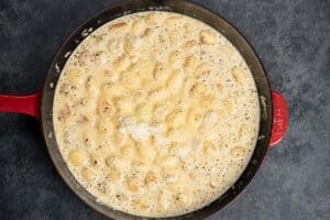 gnocchi with cream and seasoning