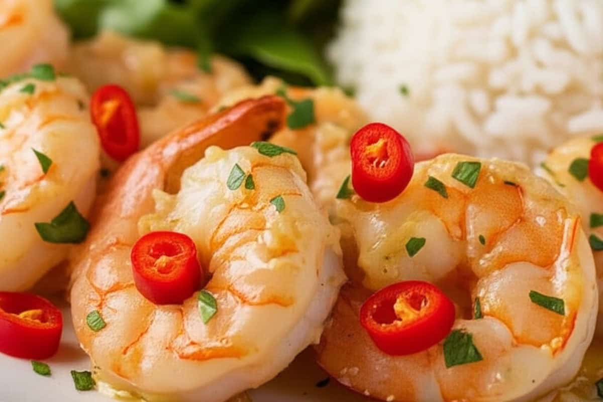 Serve the Chili Garlic Butter Shrimp either with rice, pasta or crusty bread