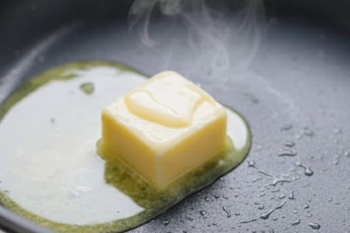 Add butter to the same nonstick pan and let it melt over low-medium heat. - 7