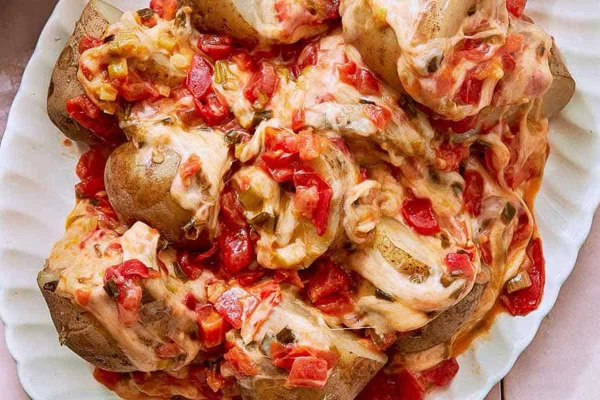 Close-up shot of Cheesy Potatoes.