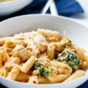 close up pumpkin chicken alfredo