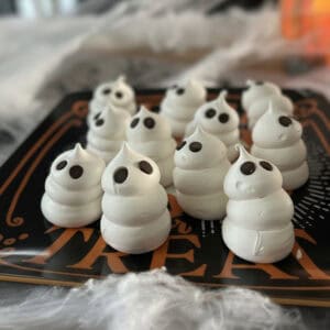 close up of meringue ghosts