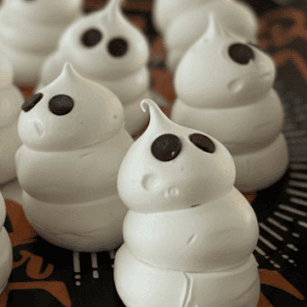 close up of meringue ghosts