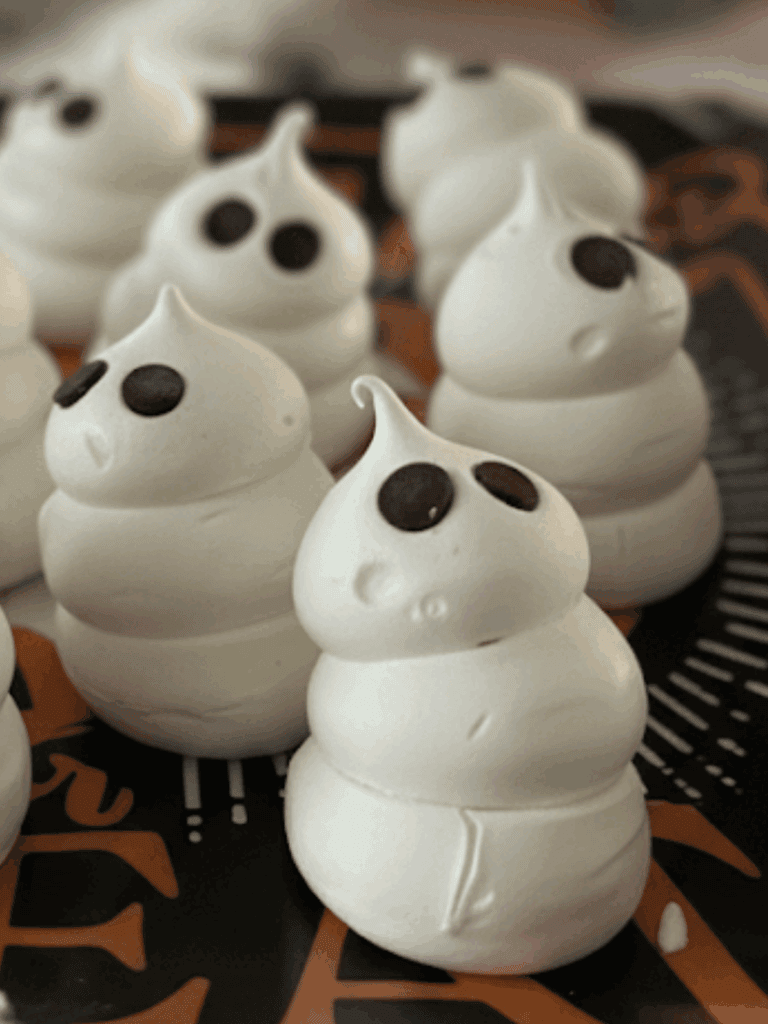 close up of meringue ghosts