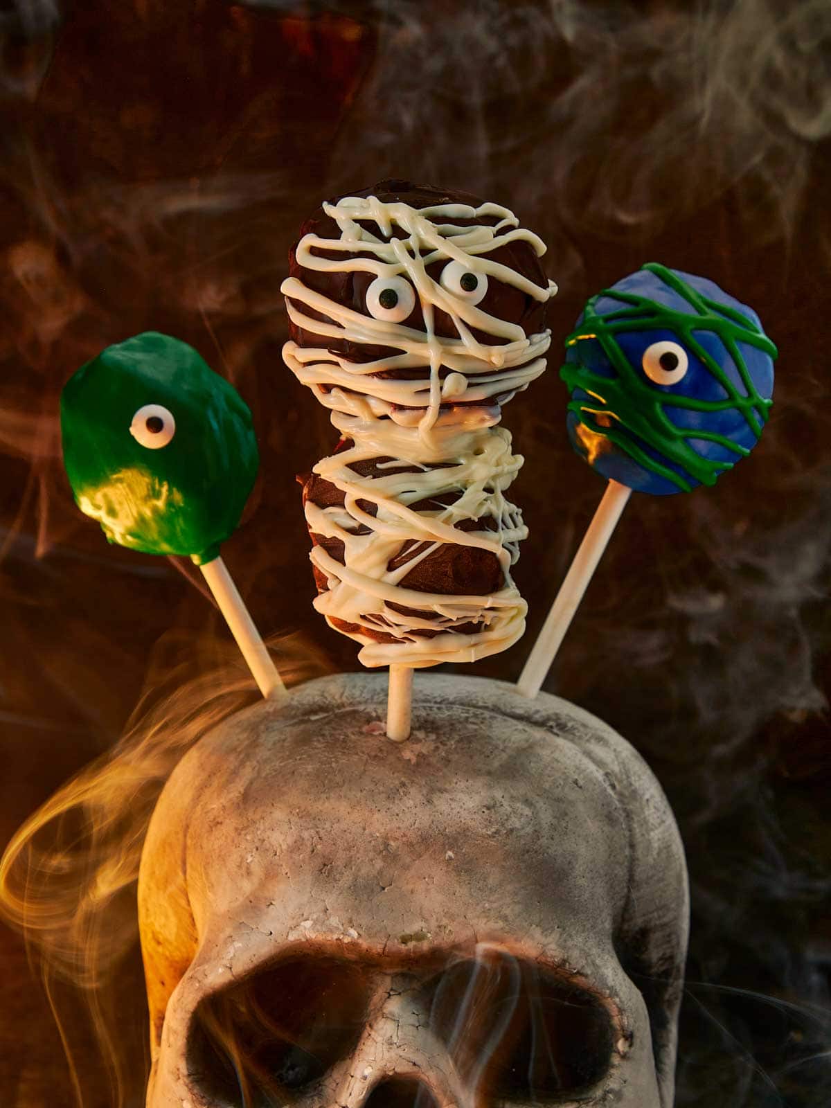 close up of monster cake pops