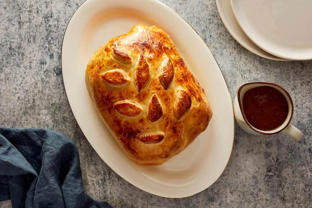puff pastry cooked on a white plate